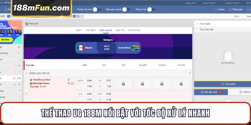Thể Thao UG 188M nổi bật với tốc độ xử lý nhanh